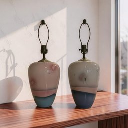 Judith Stiles Hand Painted Dragonfly Layered Glaze Soft Pastels With Delicate Motif Table Lamp 1 Of 2