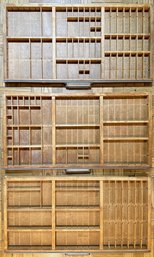 3 Vintage Wooden Typesetter Trays Printer's Trinket Display Cases