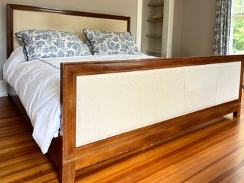An Impressive King Size Wood Upholstered Bed Frame