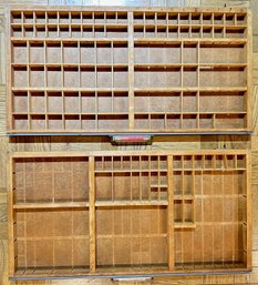 2 Vintage Wooden Typesetter Trays Printer's Drawers Trinket Display Cases