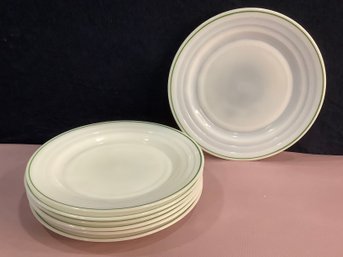 Vintage Platonite White & Green Trimmed Plates