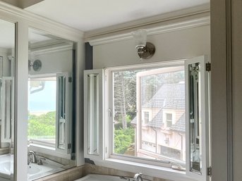 An Unusual Mirrored Bifold Shutter System - Creative Solution For Sink Under Window - Bath 2A