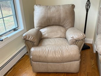 Beautiful Beige Genuine Leather Reclining Chair