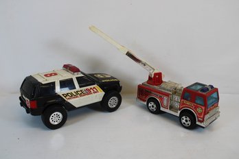Vintage Jeep Police Car And Fire Truck From Buddy L Toys