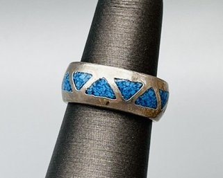 Sterling Silver & Turquoise Band Ring - T15