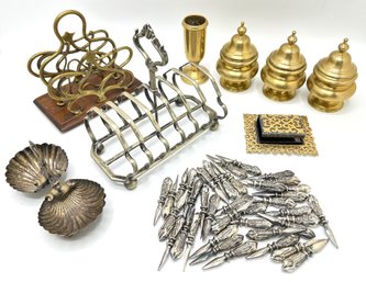 Vintage Tableware: Napkin Holder, Toast Holder, Corn Holders, Salt Cellars, Match Book Holder & More