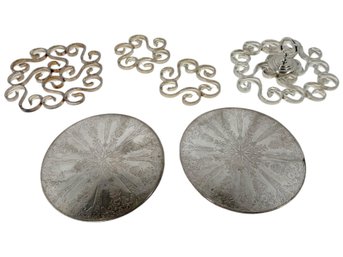Christofle Silver Plate Scrollwork And Etched Trivets