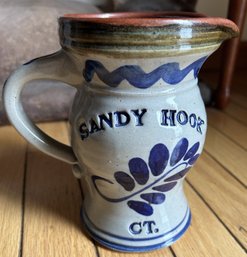 Vintage Signed DAN HARVEY Salt Glazed Stoneware Pitcher- SANDY HOOK, CT