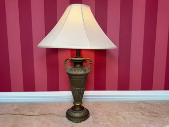 Berman Neoclassical Urn Style Metal Table Lamp With Scroll Handles