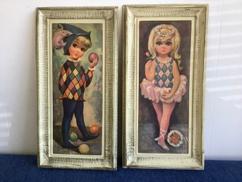 Vintage Goji Big Eyed Harlequin/ballerina Prints Lot