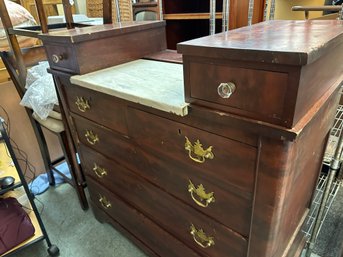 Antique 5 Drawer Dresser With Marble On Top