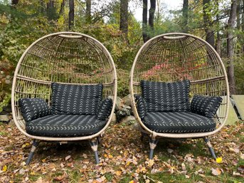 A Pair Of Egg Garden Chairs With Outdoor Cushions
