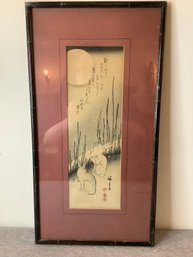 Japanese Rabbits Staring At Moon Print