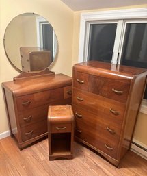 Art Deco 4-Piece Veneer Waterfall Bedroom Suite