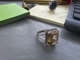 Sterling Silver Ring With Amber Stone