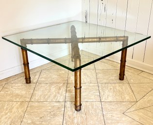 MCM Faux Bamboo Glass Top Coffee Table