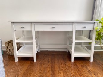 White Desk With Storage Shelves And Drawers
