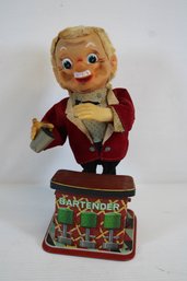 Vintage Battery Operated Charlie Weaver Bartender Toy - Made In Japan By T. N