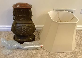 Large Asian Bronze Lamp