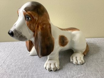 Vintage Terracotta Basset Hound Dog Sculpture