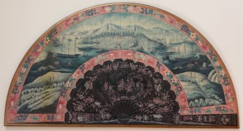 Chinese Export Lacquer Fan Art Piece