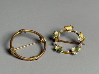 Two Vintage Gold Toned Pins