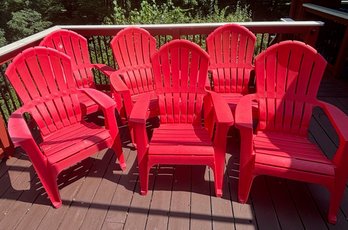 Set Of 6 Plastic Adirondack Style Chairs