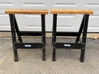 Pair Of Iron Horse Folding Saw Horses
