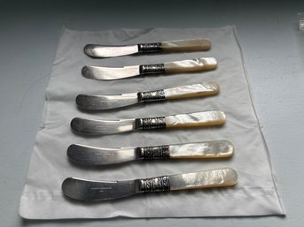Knife Set With Sterling And Mother Of Pearl Handles