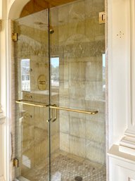 A Pair Of Frameless Glass Shower Doors - Primary
