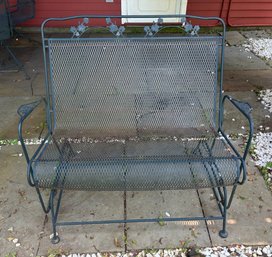 Wrought Iron Mesh Patio Glider For Two
