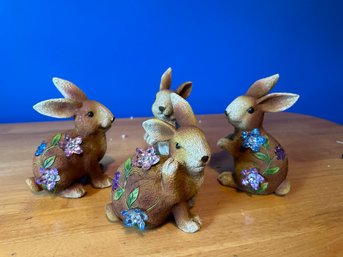 Set Of 4 Resin Bunnies