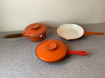 Orange Enameled Cast Iron Lot #4