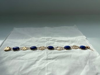 Lapis Lazuli Best Wishes Chinese Bracelet Marked 14K