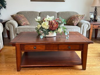 Liberty Furniture Rustic Wood Coffee Table With Drawers & Lower Shelf