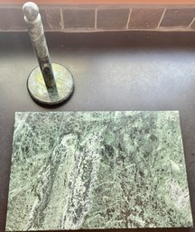 Green Marble Cutting Board And Paper Towel Holder (2)