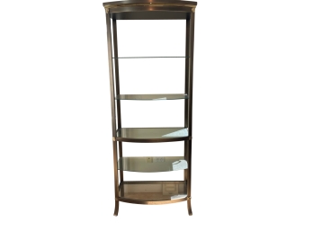 Brushed Nickel Etagere With Mirrored & Glass Shelves