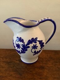Williams Sonoma Blue & White Floral Pitcher
