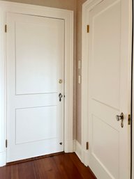 A Collection Of 7 Wood Doors - Crystal Knobs - Brass Hinges - Includes Frames