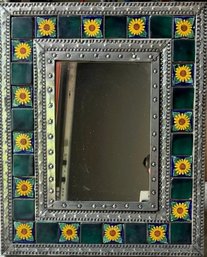Mexican Floral Tin & Tile Mirror