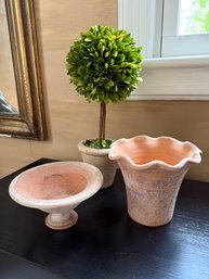 Terra Cotta Grouping With Faux Boxwood