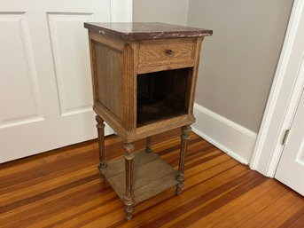 A French Rouge Marble Top Commode - Oak - Antique