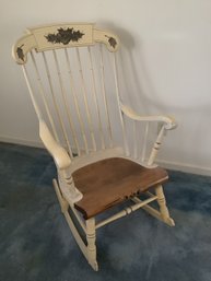 Cream Colored Stenciled Rocking Chair