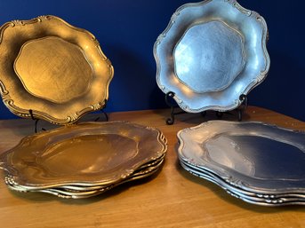 8 Gold Scalloped Edge Chargers And 8 Silver Scalloped Edge Chargers