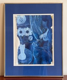 Blue Nude Print By Marek Kwaszkiewicz