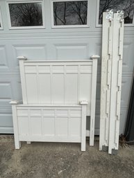 Mission Style White Wooden Bed-frame