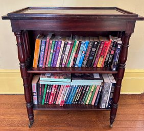 Antique Regency Mahogany Library Folio Stand Book Shelf On Casters
