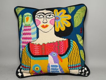 Francie Bergquist Frida Kahlo Handmade Needlepoint Pillow