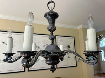 Six Light Silver Chandelier