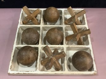 Vintage Wooden Tic Tac Toe Game